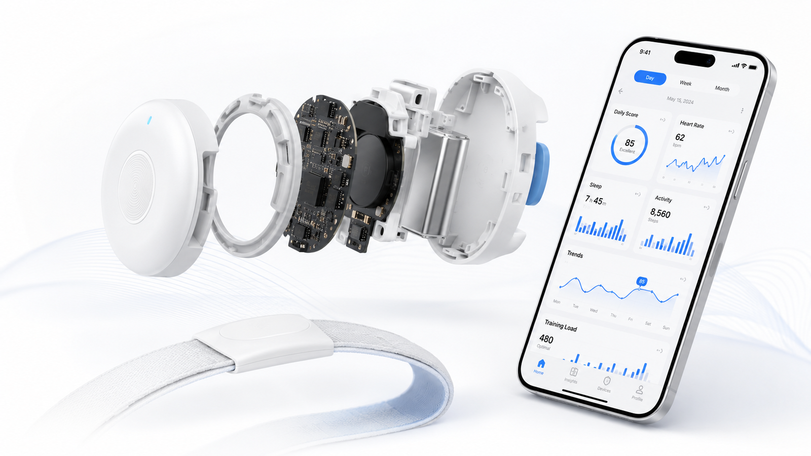 Exploded smart device and connected mobile application